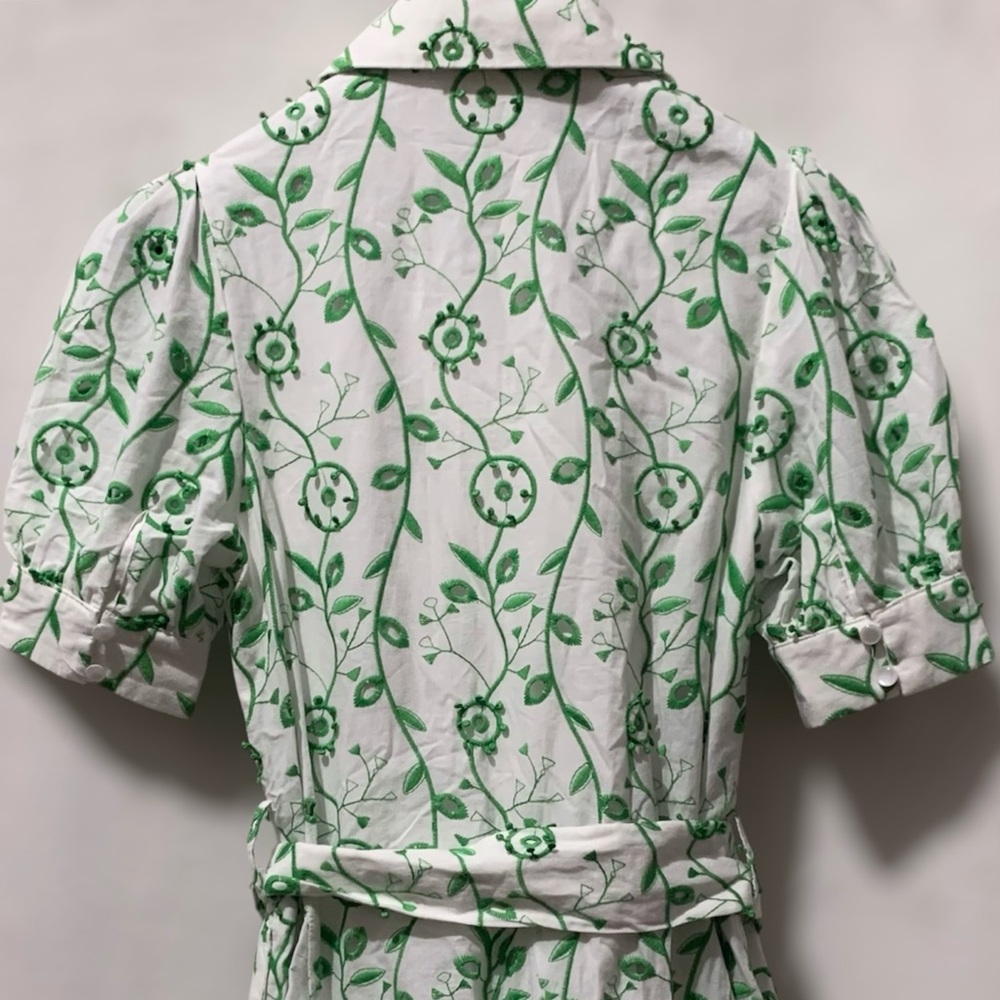 Ciebon embroidered Floral Green and White Dress - Picture 2 of 14